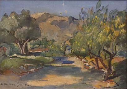 null Maurice SAVREUX (1884-1971).
Paysage provençal.
Huile sur toile, signée en bas...