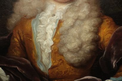null Arnold BOONEN (1669-1729).
Portrait d'un gentilhomme dans un paysage.
Toile.
(Restaurations...