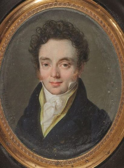 null Jules VERNET (1782-1843).
Portrait d'homme à la redingote bleue ; Portrait de...