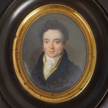 null Jules VERNET (1782-1843).
Portrait d'homme à la redingote bleue ; Portrait de...