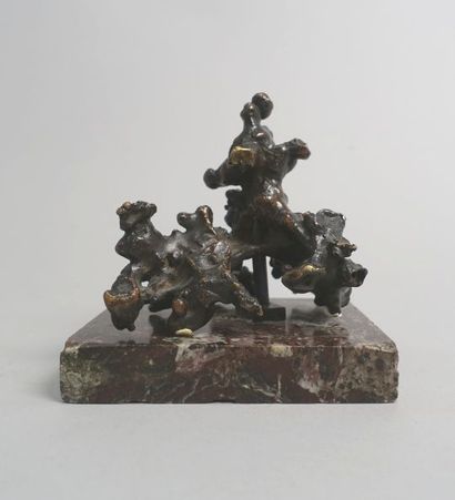 null Probablement Chine - Vers 1900.
Rocher en bronze à patine brune. 
Haut. : 10...