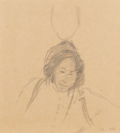 null Albert MARQUET (1875-1947). 
 Character study, Algiers.
Black pencil drawing,...