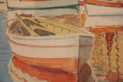 null Tony MINARTZ (1870-1944).
Barques de pêche au port, Nice.
Aquarelle, porte le...