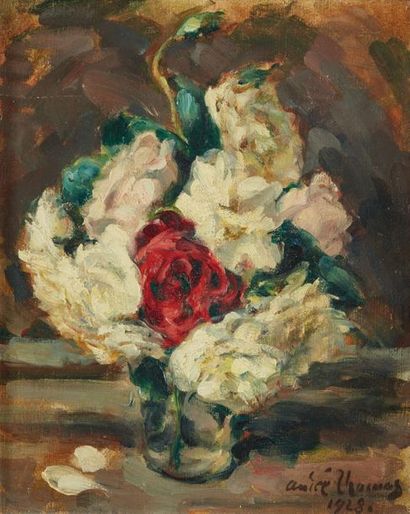 André THOMAS (XXe siècle).
Bouquet de fleurs.
Huile...