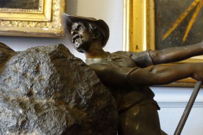 null Édouard DROUOT (1859-1945).
Carrier (le tailleur de pierre).
Bronze à patine...