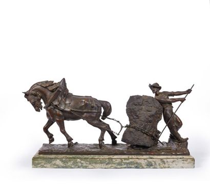 null Édouard DROUOT (1859-1945). 
 Carrier (the stonemason). 
 Bronze with brown...