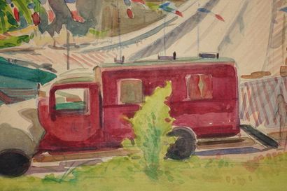 null Tony MINARTZ (1870-1944). 
 Le cirque, Menton?

Watercolour, signed lower right,...