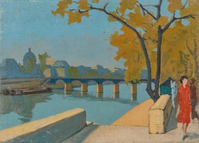 null Tony MINARTZ (1870-1944). 
 Paris, quai de Seine animated.

Oil on canvas
....