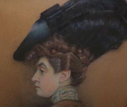 null Camille METRA (XIX-XXth century). 
 Portrait of an elegant woman.
Pastel, signed...