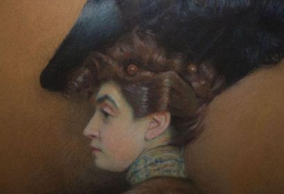 null Camille METRA (XIX-XXe siècle).
Portrait d'une élégante.
Pastel, signé en bas...