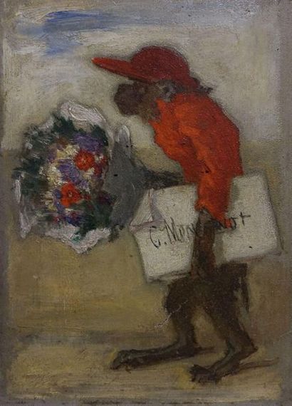 null Charles MONGINOT (1825-1900). 
 Flower monkey - Duster monkey.
Two oils on panel,...