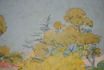 null Tony MINARTZ (1870-1944).
Bâtiment au fond d'un parc, Côte d'Azur
.
Aquarelle,...