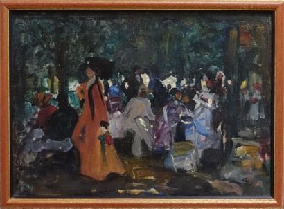 null Lucien SIMON (1861-1945). 
 Elegant in Luxembourg.
Oil on canvas, signed with...