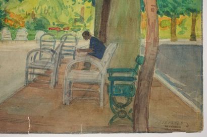 null Tony MINARTZ (1870-1944).
Chaises dans un parc, Menton (?)

Aquarelle, signée...