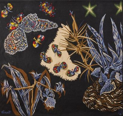 Jean LURÇAT (1892-1966). 
 Ochre-white. 
Tapestry,...