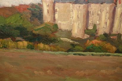 null Abel LAUVRAY (1870-1950). 
 Le Château de Luynes.
Oil on board mounted on canvas,...