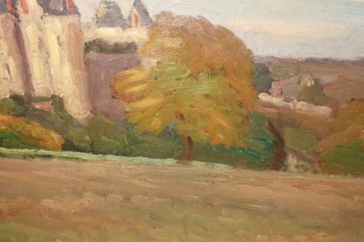 null Abel LAUVRAY (1870-1950). 
 Le Château de Luynes.
Oil on board mounted on canvas,...