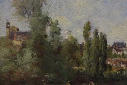 null Paul-Désiré TROUILLEBERT (1829-1900). 
Paysage.
Huile sur toile, signée en bas...