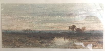 null Félix ZIEM (1821-1911). 
 Oasis. 
Watercolor, signed lower left.
Top. : 8,6...