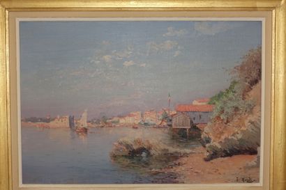 null François NARDI (1861-1936). 
 Coast.
Oil on canvas, signed lower right.
Top....