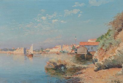 null François NARDI (1861-1936). 
 Coast.
Oil on canvas, signed lower right.
Top....