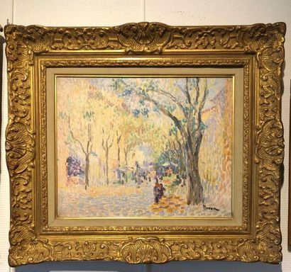 null Henri PERSON (1876-1926). 
 Boulevard des Batignolles.
Oil on panel.
Stamp of...