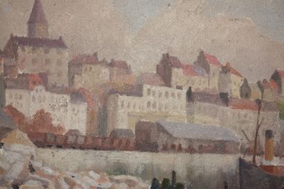 null H. LOUVET.
General view, Boulogne-sur-Mer.
Oil on panel, signed lower left.
Top....