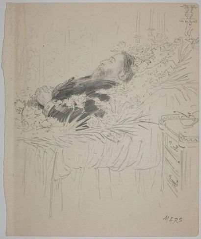null Maurice Bonvoisin known as MARS (1849-1912). 
 Character on his deathbed.
Pencil...