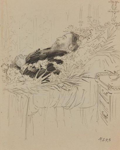 null Maurice Bonvoisin known as MARS (1849-1912). 
 Character on his deathbed.
Pencil...