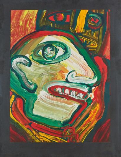 Bengt LINDSTRÖM (1925-2008). 
 Face composition.
Gouache,...