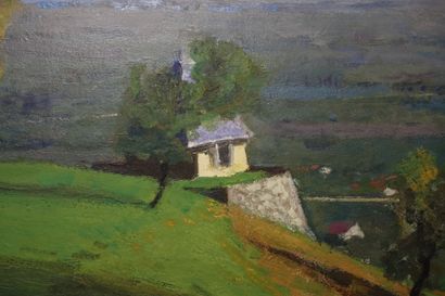 null Jules-Léon FLANDRIN (Corenc 1871-1947 Paris). 
 The valley of Grésivaudan. 
Oil...