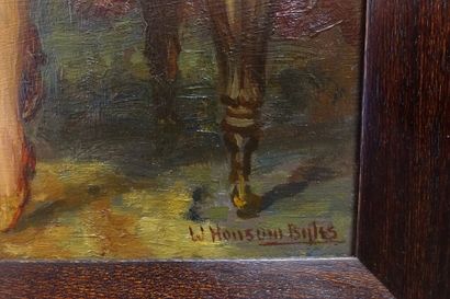 null William Hounsom BYLES (1872-1940).
La Lettre.
Huile sur panneau, signée " W....