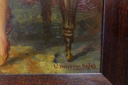 null William Hounsom BYLES (1872-1940). 
 La Lettre.
Oil on panel, signed "W. Hounsom...