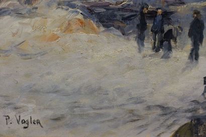 null Paul VOGLER (1852-1904).
Paris, port de l'Arsenal hiver.
Huile sur toile, signée...