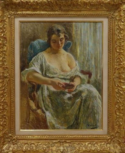 null Otto VAUTIER (1863-1919).
Femme au miroir.
Pastel sur papier, signé en bas à...