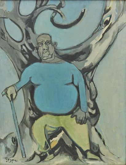 null Édouard PIGNON (1905-1993).
Portrait du Père Brun - 1951.
Huile sur toile, signée...