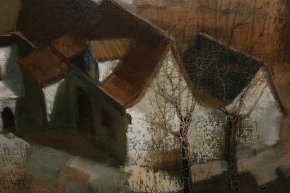 null Michel SEMENTZEFF (1933-2019). 
 House in a winter landscape.
Oil on canvas,...