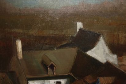 null Michel SEMENTZEFF (1933-2019). 
 House in a winter landscape.
Oil on canvas,...