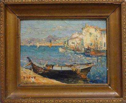 null OLIVE of the MARTIGUES (20th century). 
 Les Martigues.
Oil on cardboard, signed...