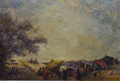 null André GUERIN LE GUAY (born in 1872). 
 Caravan and Characters in front of the...