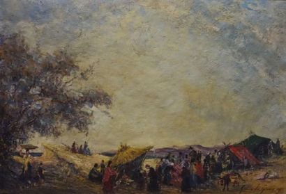 null André GUERIN LE GUAY (born in 1872). 
 Caravan and Characters in front of the...