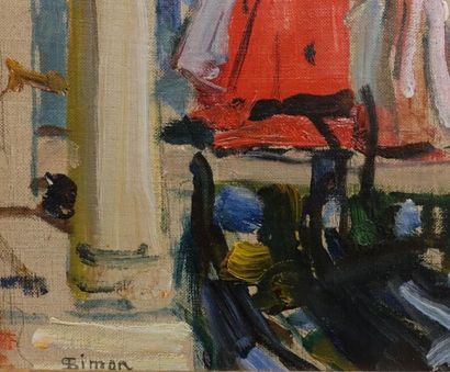 null Lucien SIMON (1861-1945). 
 Boom in Venice.
Oil on canvas marouflaged on cardboard,...