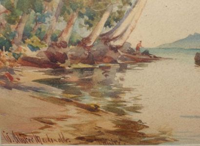 null William Alister MACDONALD (1861-1948).
Tahiti, Moorea.
Aquarelle, signée et...