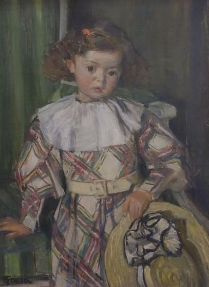 null Lucien SIMON (1861-1945). 
 Portrait of Paul Simon as a child.
Oil on canvas,...