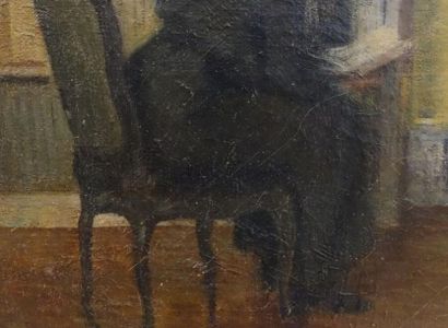 null Henri LEROLLE (1848-1929).
Femme lisant.
Huile sur toile, signée en bas à droite.
(Restauration,...