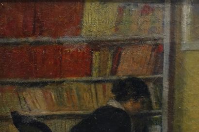 null Henri LEROLLE (1848-1929). 
 Woman reading.
Oil on canvas, signed lower right.
(Restoration,...