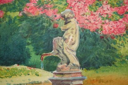 null Tony MINARTZ (1870-1944). 
 Pink laurels in a park, Côte d'Azur.

Watercolour,...
