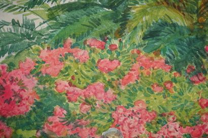 null Tony MINARTZ (1870-1944). 
 Pink laurels in a park, Côte d'Azur.

Watercolour,...