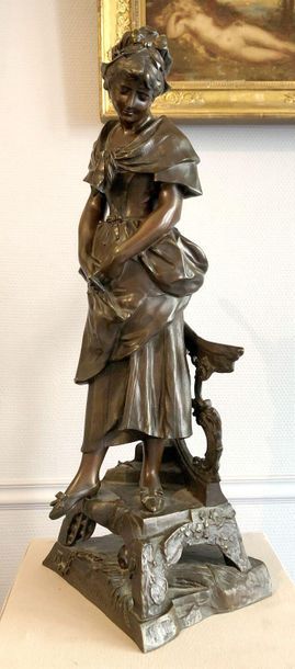 null Auguste DE WEVER (1836-1910). 
 Bronze with brown patina, titled on the terrace,...
