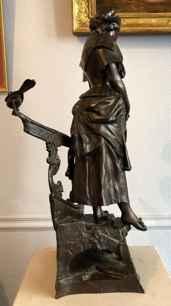 null Auguste DE WEVER (1836-1910).
Bronze à patine brune, titré sur la terrasse,...